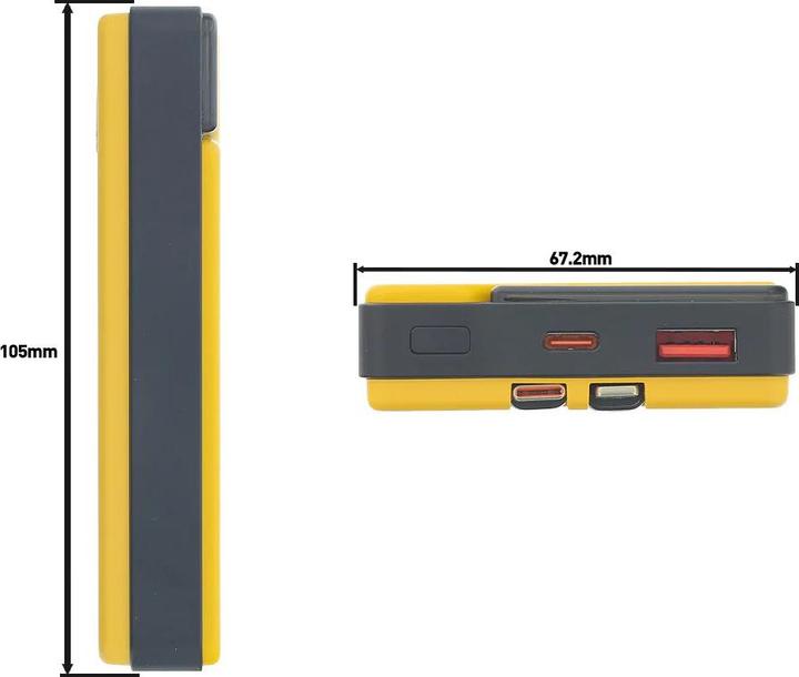 Actual product image Tellur Power Bank 10000mAh, USB-C + Lightning cables built-in yellow (10000 mAh)