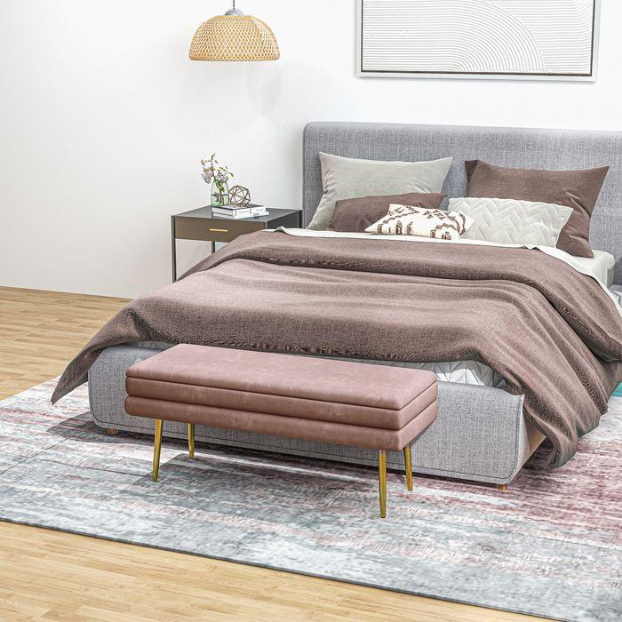 Actual product image Swisshandel24 Sitzbank Polsterbank, mit Stauraum, Stahl, 100 x 37,5 x 42 cm, Rosa (100 cm)