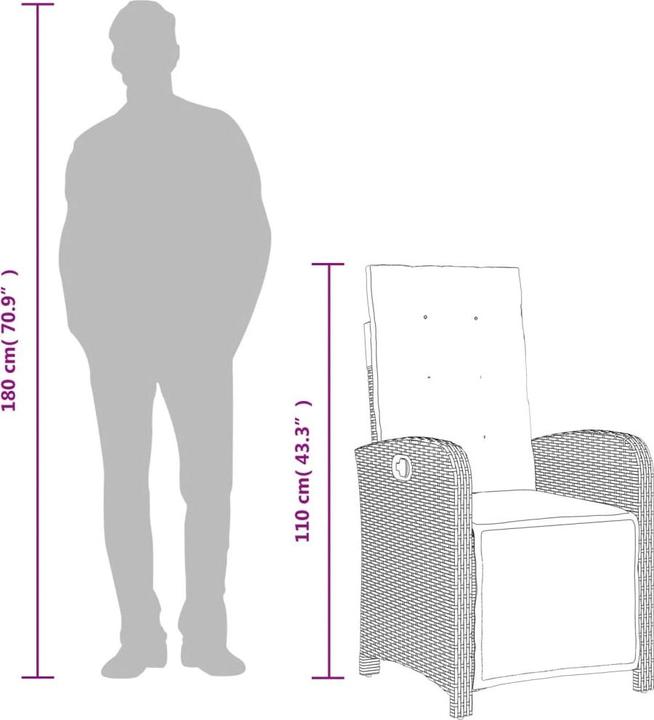 Produktbild vidaXL Gartensessel mit Fussteil 2 Stk. Verstellbar