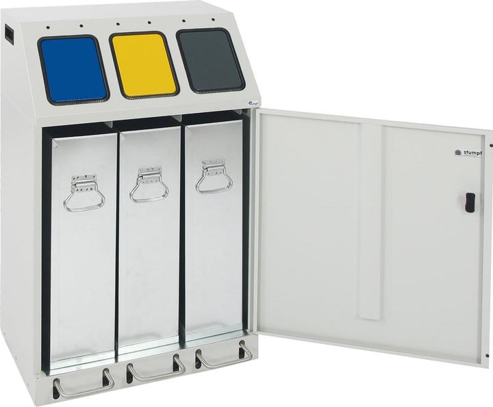 Actual product image Recyclable waste collector, steel, capacity 3 x 30 l, TRIPLEX, 3 inner (30 l)