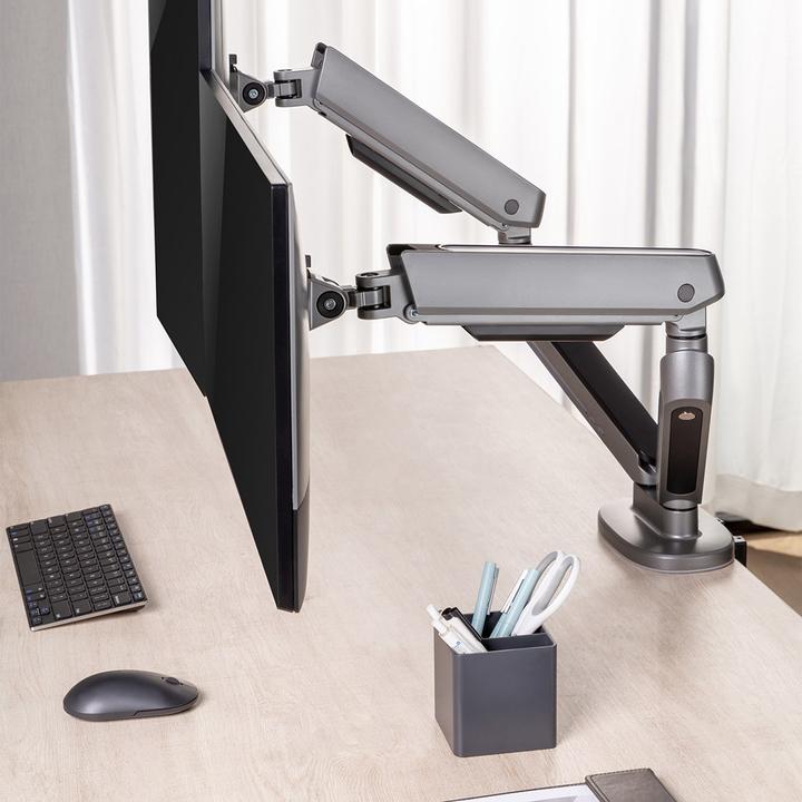 Actual product image NanoRS 2-Fold Gaming Monitor Mount 17-32 with Adjustable RGB LED Lighting Table Mount Height Adjustable (Table, 32.01")