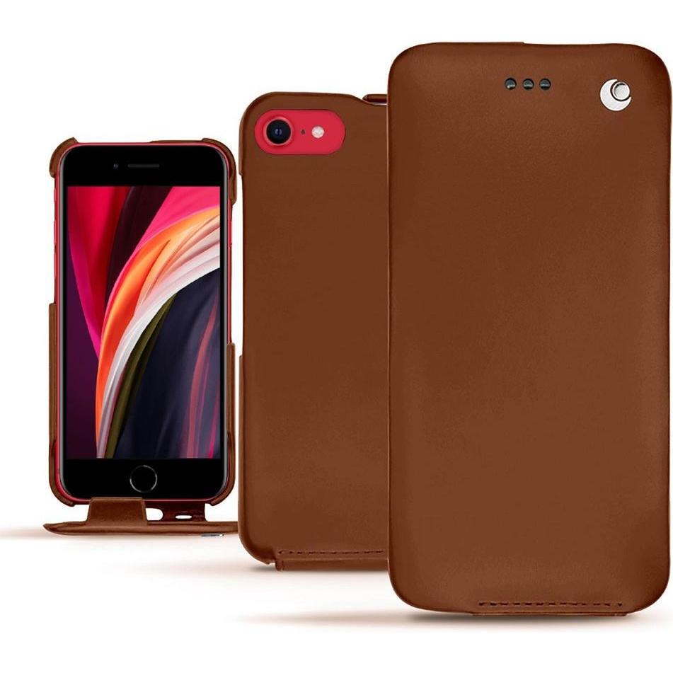 Noreve Lederschutzhülle vertikal (Apple iPhone SE (2nd Gen), Apple iPhone SE (3rd Gen)), Smartphone Hülle, Braun