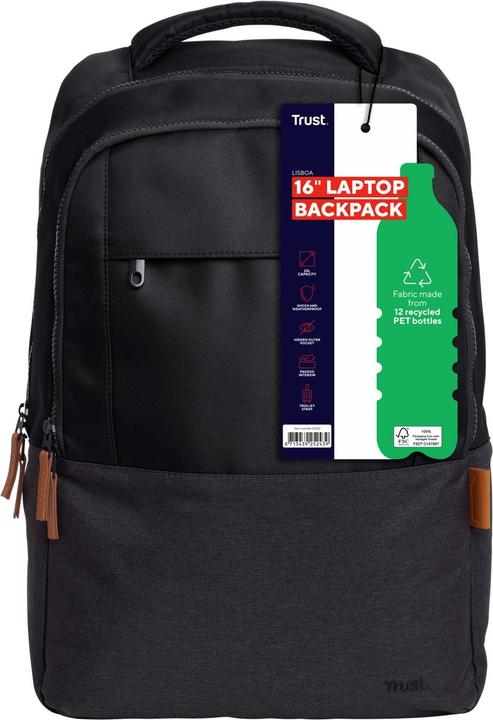 Image du produit Trust Lisboa 16 Backpack - Noir (23 l)