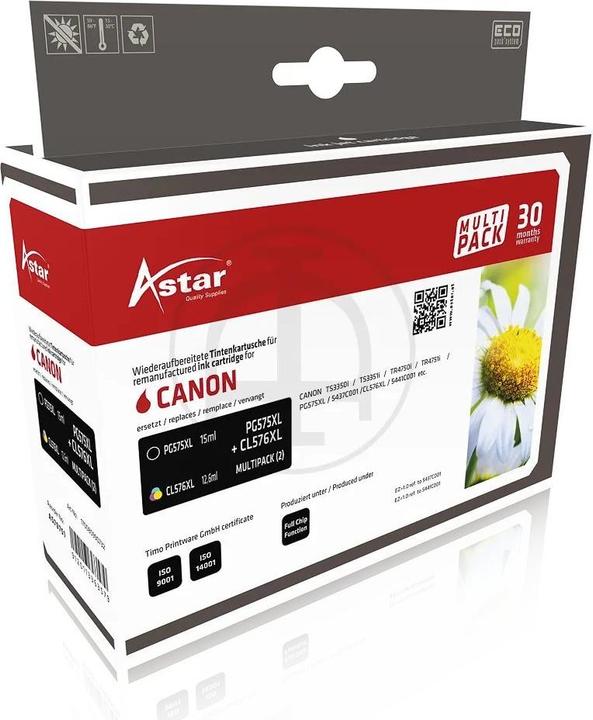 Produktbild Astar AS70751 CANON PG575XL/CL576XL Tinte (2) blk-col rebuilt 400/300Seiten