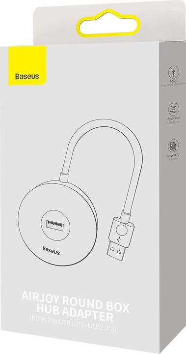 Actual product image Baseus Hub 4in1 USB to 3.0+ 3x 2.0 15cm white (USB-A, 4 ports)
