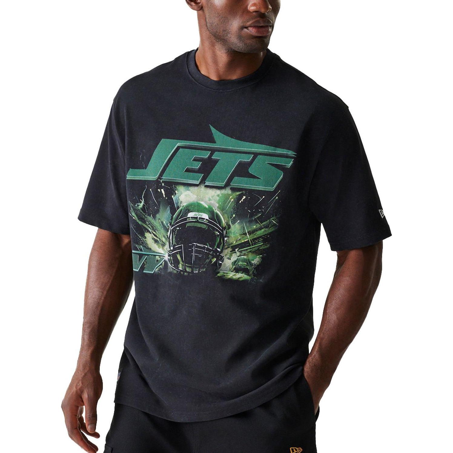 New Era, Herren, Shirt, Oversized Shirt - NFL PREMIUM New York Jets - L, Schwarz, (L)