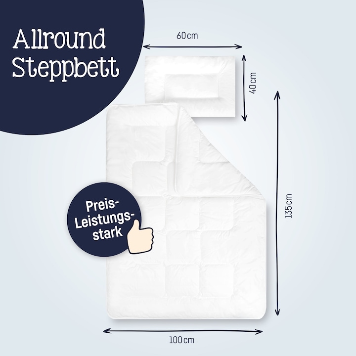 Actual product image Julius Zöllner Duvet + pillow, Hygiena (80x80 cm/ 40x35 cm) (80 x 80 cm, 100 x 135 cm)