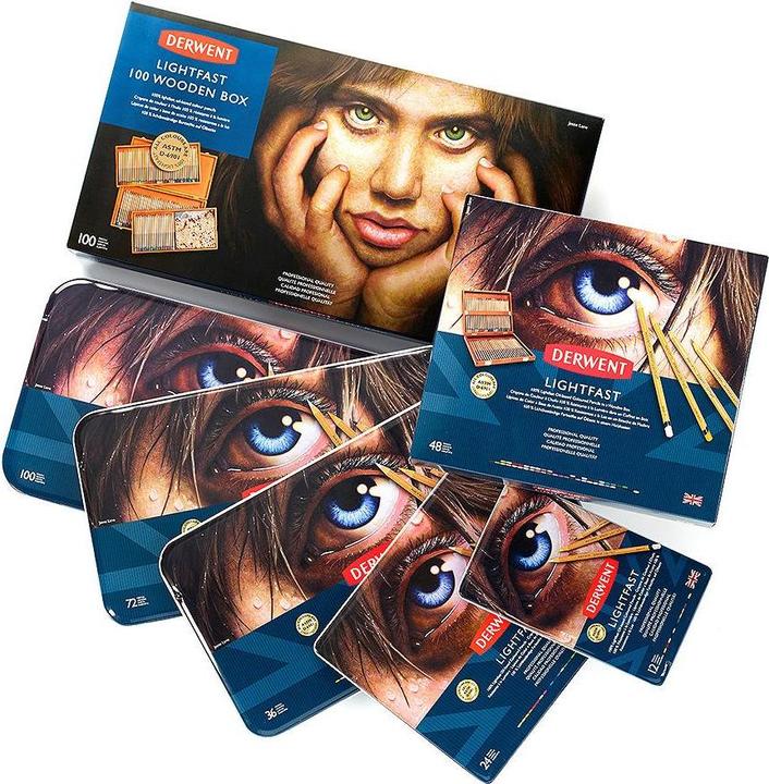 Image du produit Derwent Set cadeau de crayons de couleur Lighfast dans une boîte en bois, 48 pièces (Multicolore, 48 x)