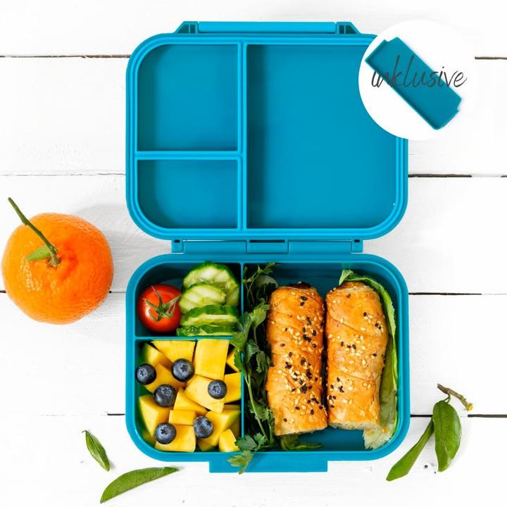 Lekkabox Mini Classic Lunchbox mit 3 Fächern & Trenner, petrol