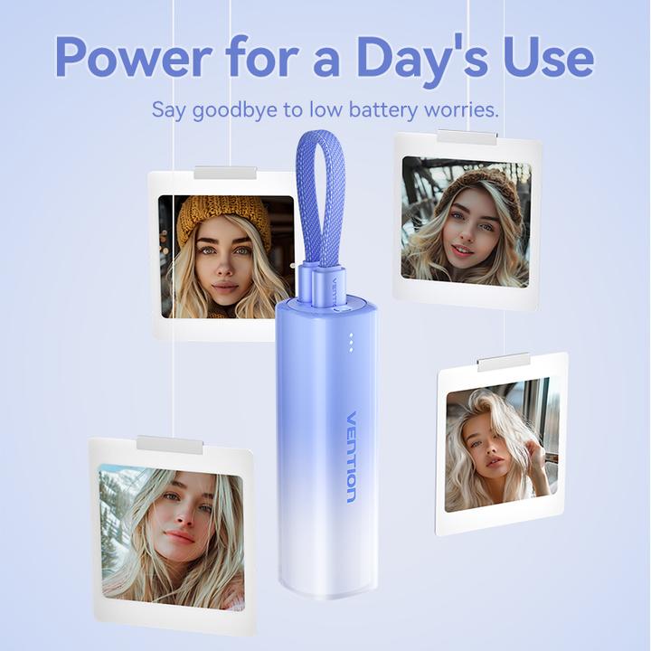 Produktbild Vention Powerbank 5000mAh FHWL0 20W + cable USB-C do lightning (niebieski) (5000 mAh, 20 W, 18.50 Wh)