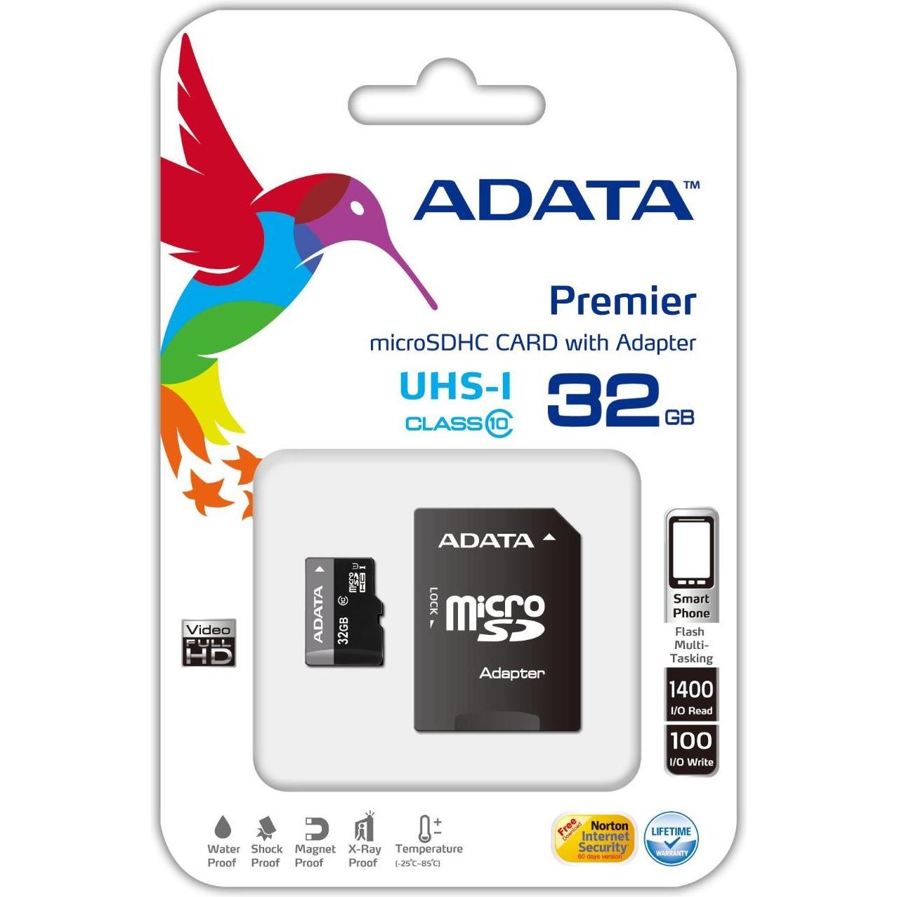 Adata Premier (32 GB, microSDHC, U1, UHS-I), Scheda di memoria, Nero, Grigio
