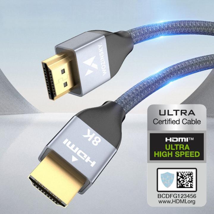 Produktbild Wozinsky HDMI 2.1 8K 60 Hz 48 Gbps / 4K 120 Hz / 2K 144 Hz 2 m silver (WHDMI-20) (2 m, HDMI)
