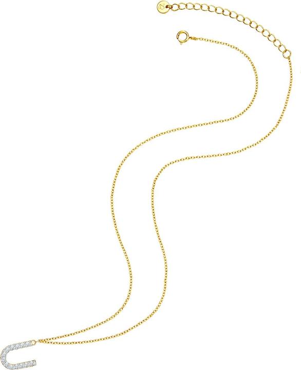 Immagine prodotto Glanzstücke München Lettera U da donna in argento sterling con zirconi in oro giallo 45,0 cm di catena base + 5,0 cm di (Argento 925 placcato oro giallo 14 carati, 40 - 45 cm)