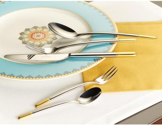 Actual product image Villeroy & Boch Cake fork Ella partly gold-plated (1 Piece, Pitchfork)
