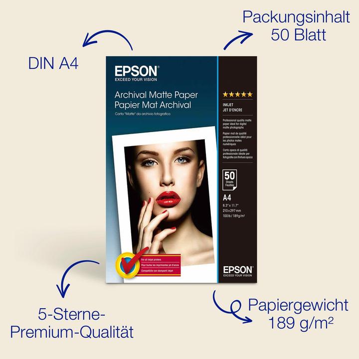 Image du produit Epson Archival matt (189 g/m², A4, 50 x)