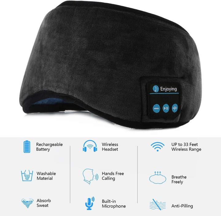 Image du produit Cbx Masque de sommeil Bluetooth avec écouteurs (Pas de réduction du bruit, 8 h, Sans fil)