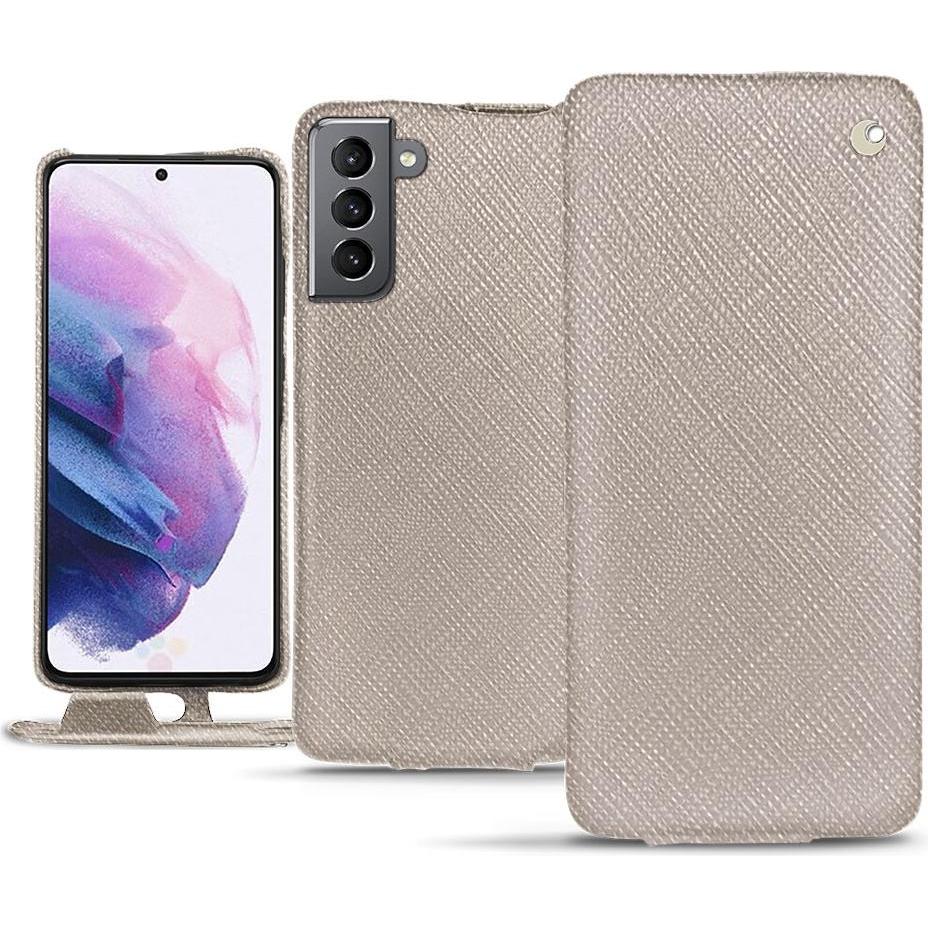 Noreve Lederschutzhülle vertikal (Samsung Galaxy S21), Smartphone Hülle, Beige