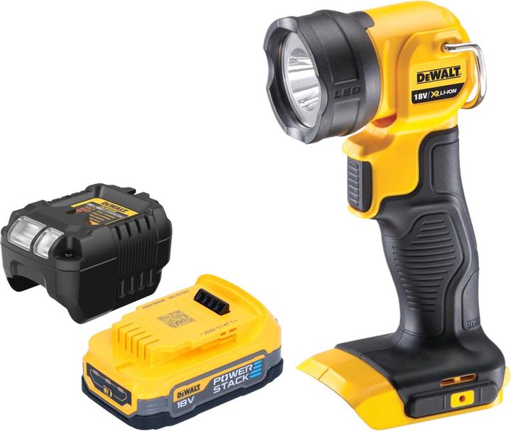 DeWalt DCL 040 E1 Akku LED Lampe 18 V 110 lm + 1x Powerstack Akku 1,7 Ah + Ladegerät (110 lm)
