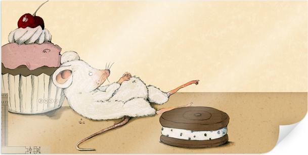 Actual product image Trenddeko Loske - mouse with muffin - panorama (50 x 100 cm)