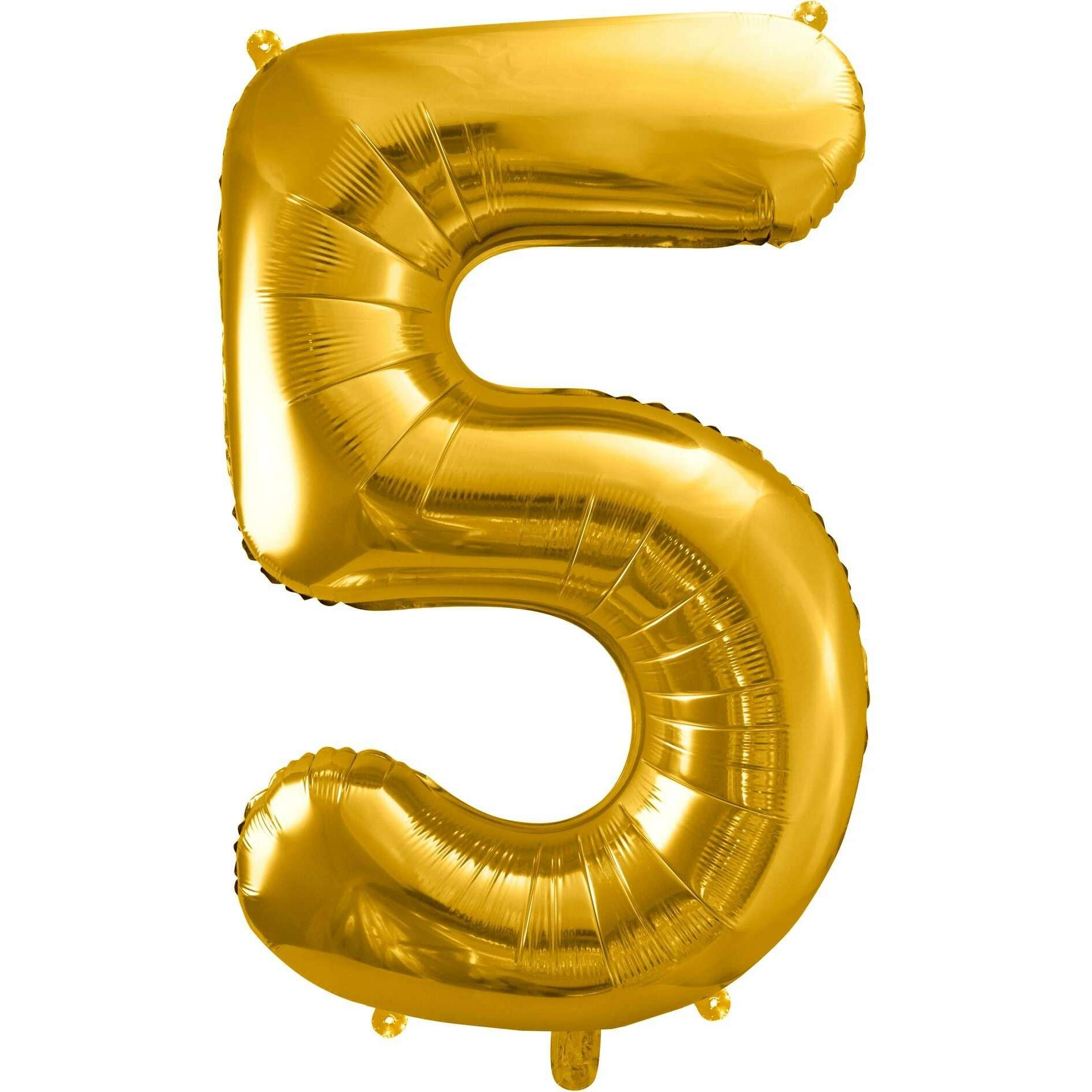 Partydeco Alu-Ball Ziffer "5" Gold