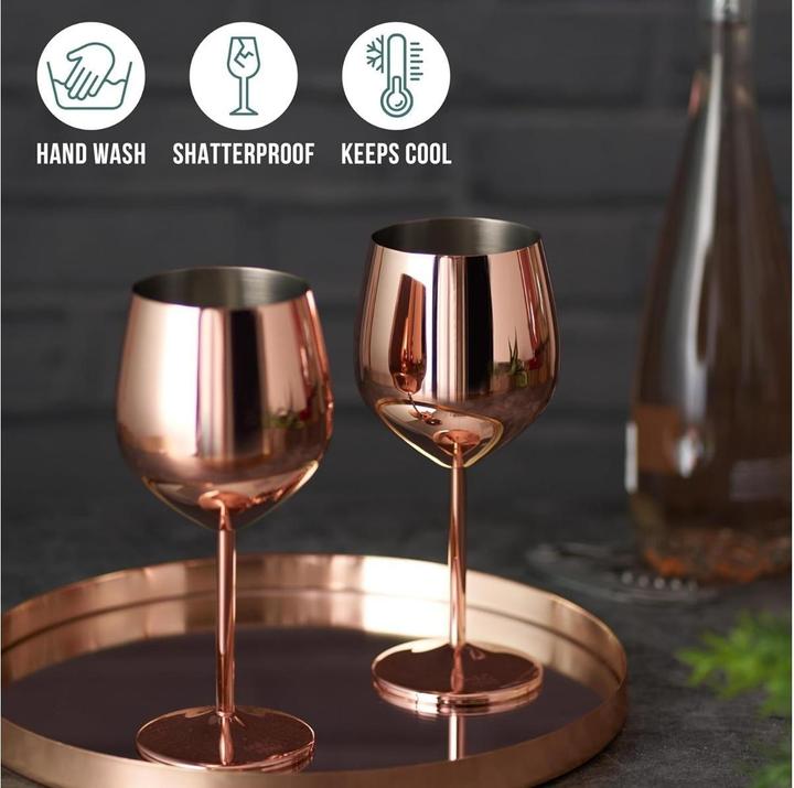 Actual product image Oak & Steel Stainless steel wine glasses rose gold set of 2 (50 cl, 2 Glasses, Wine glasses set)