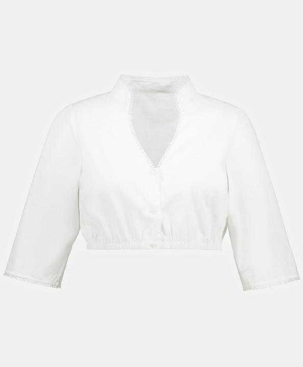 Actual product image Ulla Popken Cropped Collared 3/4 Sleeve Dirndl Blouse (62)