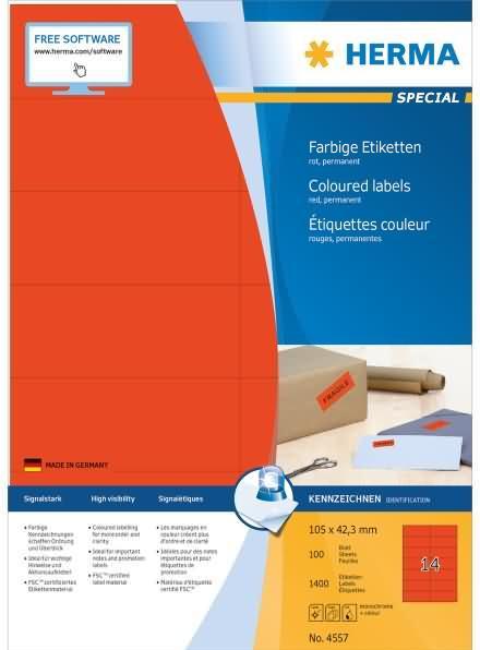 Actual product image HERMA Coloured labels A4