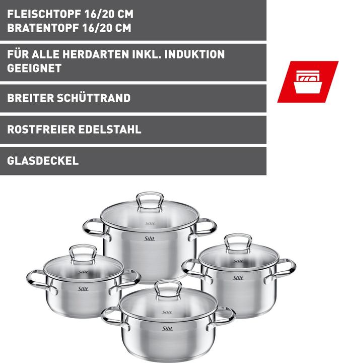 Produktbild Silit Kochtopfset Toskana (Pfannenset + Topfset, Edelstahl, 20 x 50.80 cm)