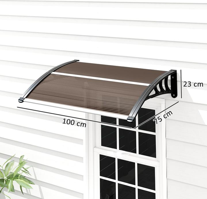 Image du produit Outsunny Vordach Polycarbonat, PP, Aluminium Braun+Schwarz