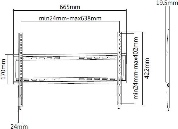 Image du produit equip Support mural pour écran plat 37"-70" Fixé au mur (Mur, 35 kg, 37" - 70")