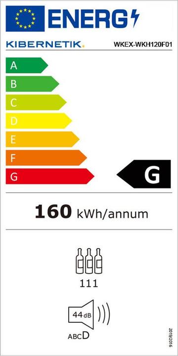 Label énergétique Kibernetik FSP Weinklimaschrank 86 - 110 Flaschen 2 Zonen