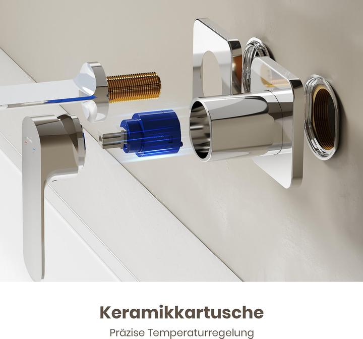 Produktbild Emke Wasserhahn Bad modular Messing verchromt Mischbatterie Waschbecken Küchenarmatur mit Luftsprudler Ke