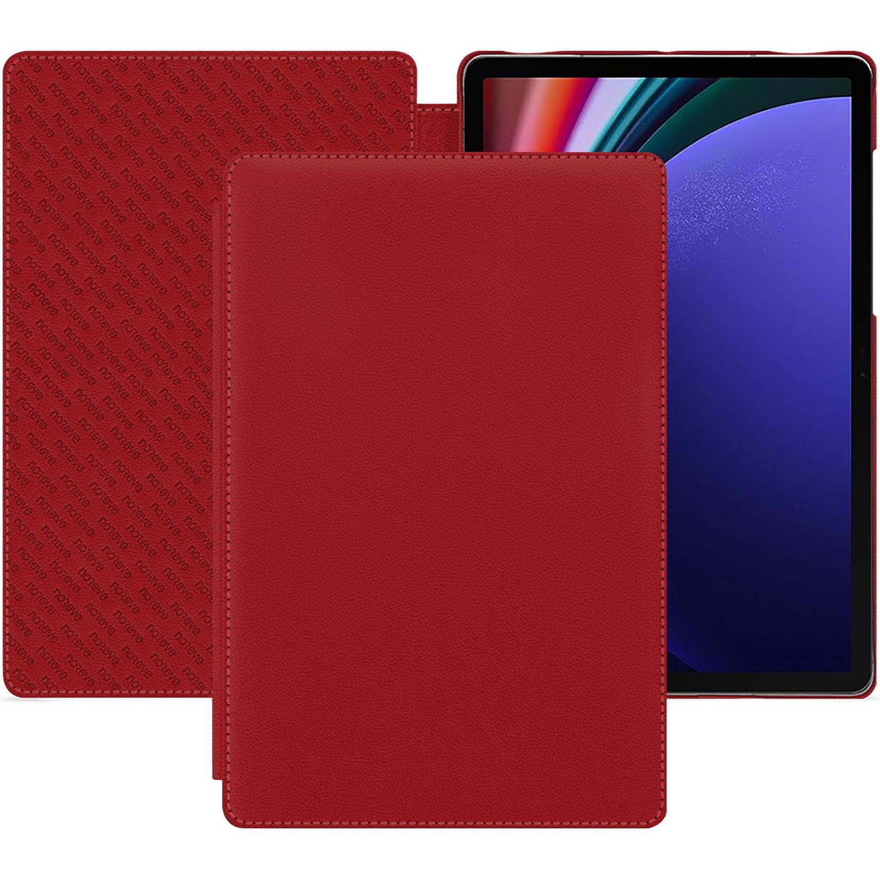 Noreve Lederschutzhülle horizontal (Galaxy Tab S9+), Tablet Hülle, Rot