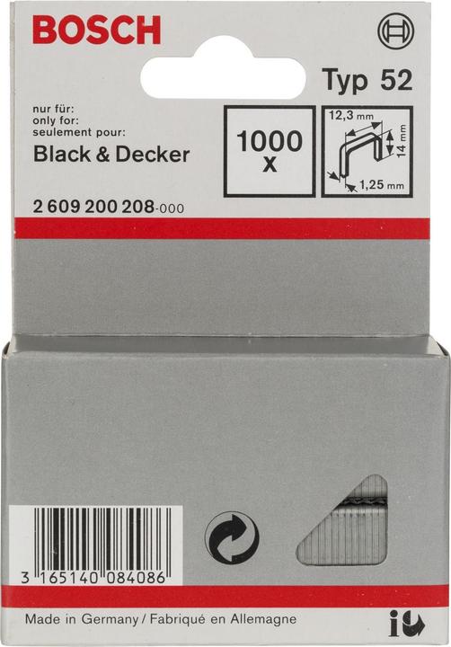 Produktbild Bosch Professional Zubehör Flachdrahtklammer Typ 52, 12,3 x 1,25 x 14 mm