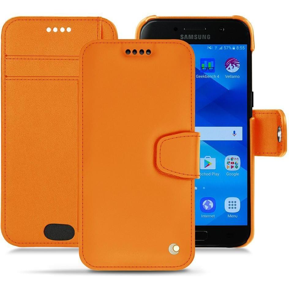 Noreve Lederschutzhülle Wallet (Samsung Galaxy A3 (2017)), Smartphone Hülle, Orange