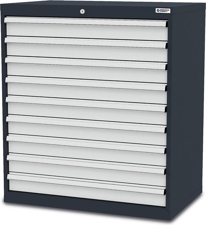 Produktbild Werkzeugstore24 Schubladenschrank Schubladen: 9 x 100 B x T x H 900 x 575 x 1020 mm - -100326 (90 cm, 102 cm)