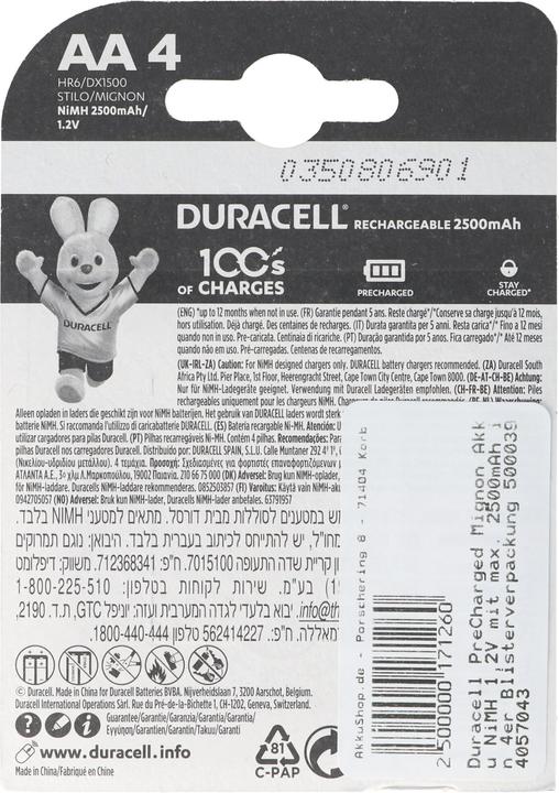 Produktbild Duracell Recharge Ultra (4 Stk., AA, 2500 mAh)