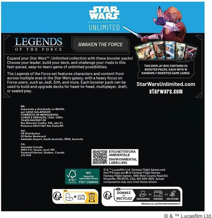 Image du produit FFG Star Wars: Unlimited - Legends of the Force - Booster Display -E- (Anglais, Affichage du booster)