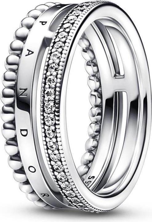 Immagine prodotto Pandora Anello Logo Signature con pavé e perline (52, 925 Argento)