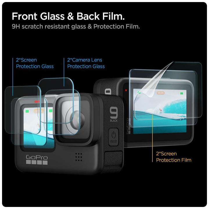 Actual product image Spigen GlasTR Slim + Film 2-Set - Zestaw szkieł i folii do GoPro Hero 12 / 11 / 10 / 9 (2 zestawy) (Hero 9, Hero 11, Hero 10, Hero 12)