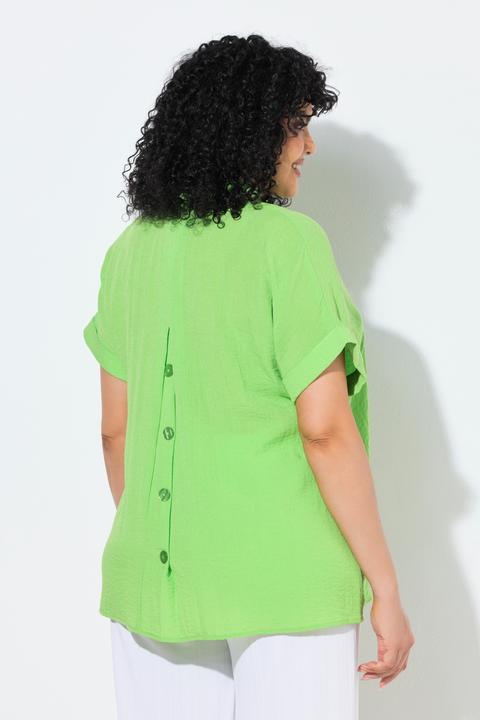 Actual product image Ulla Popken Button Accent Back Short Sleeve Blouse (62)