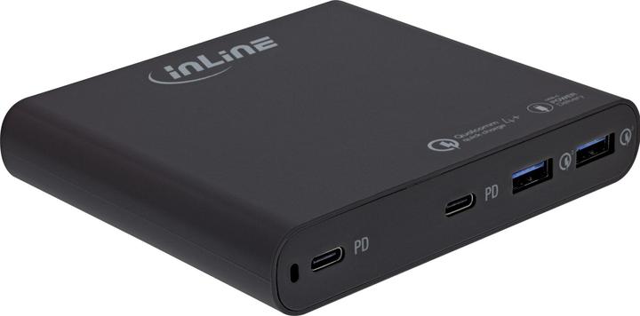 Immagine prodotto InLine Alimentatore USB, caricatore GaN, 4 porte, doppio USB-C + doppio USB-A, 120W, nero (120 W)