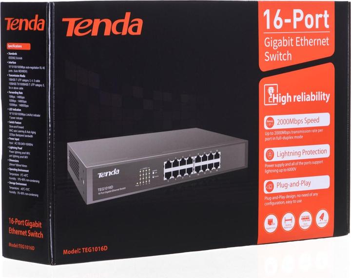 Produktbild Tenda 16-Port GE TEG1016D (16 Ports)