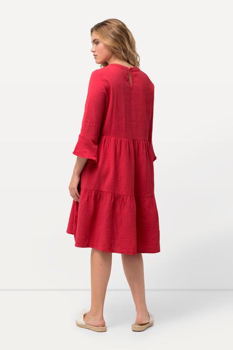 Image du produit Ulla Popken Robe en mousseline, col tunisien et manches 3/4, silhouette en A évasée (46, 48)