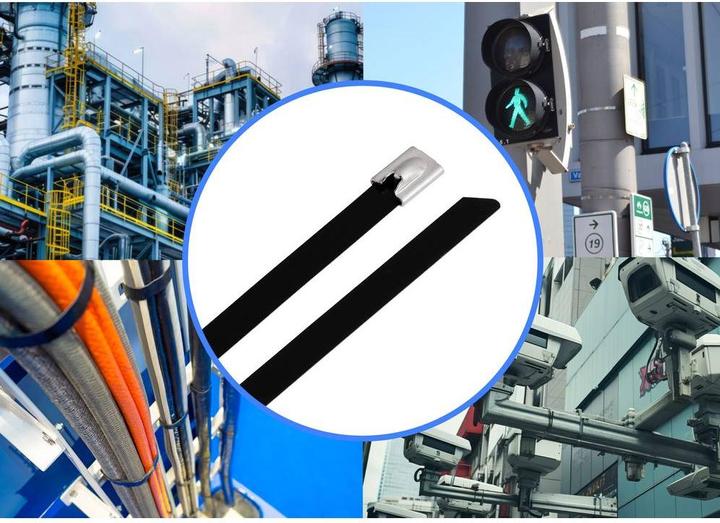 Tru Components TC-12656636 Stahlkabelbinder 840 mm 7.9 mm AISI 316 mit Beschich (Kunststoffkabelbinder, 840 mm, 100 Stk.)
