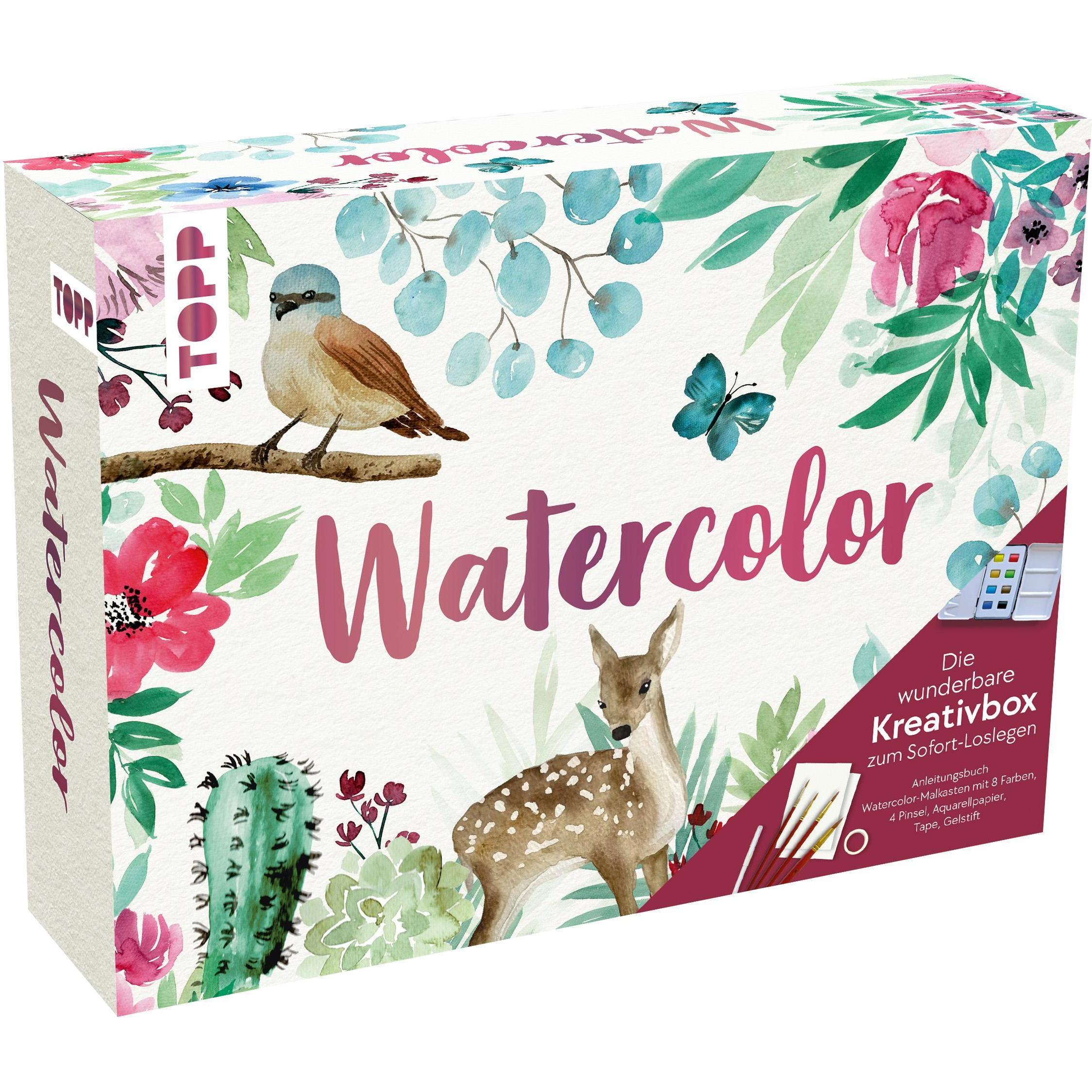 Topp, Künstlerfarbe + Bastelfarbe, Watercolor - Die wunderbare Kreativbox. Mit Anleitungsbuch und Material (Multi)