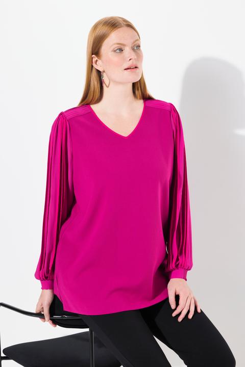 Produktbild Ulla Popken Tunika, A-Linie, Chiffon-Langarm, V-Ausschnitt (42, 44)