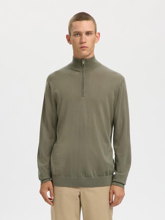 Actual product image Selected Slhtray Ls Knit Merino Half Zip Noos (L)