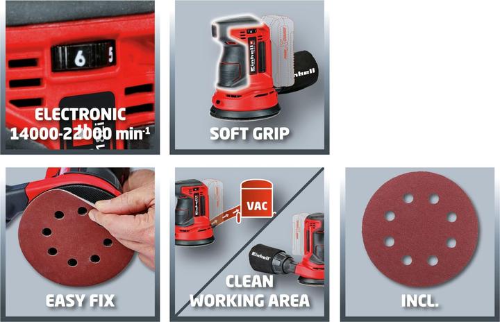 Produktbild Einhell Akku-Exzenterschleifer TE-RS 18 Li Kit (1x 4,0 Ah) (Exzenterschleifer)