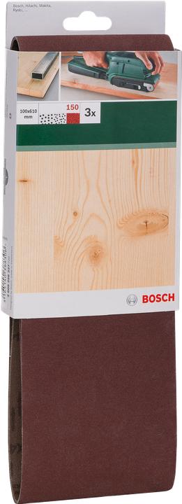 Image du produit Bosch Zubehör Set de 3 bandes abrasives pour ponceuses à bande, qualité rouge K = 150 (P150)